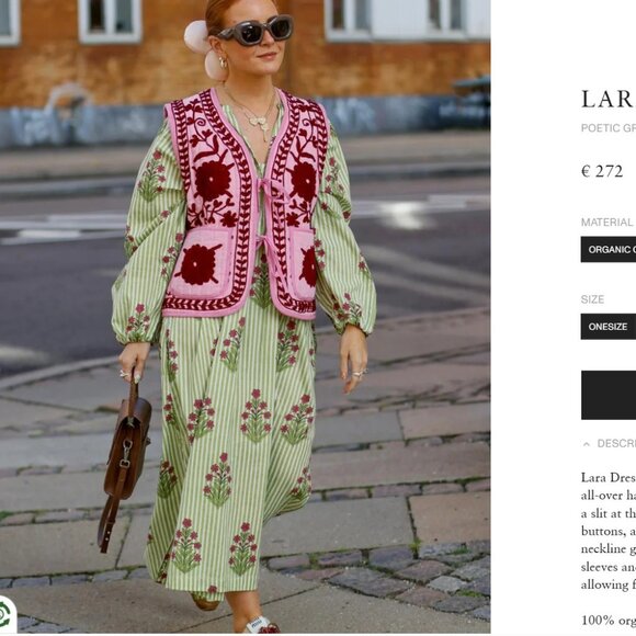 Sissel Edelbo Lara Dress Poetic Green - Picture 1 of 7